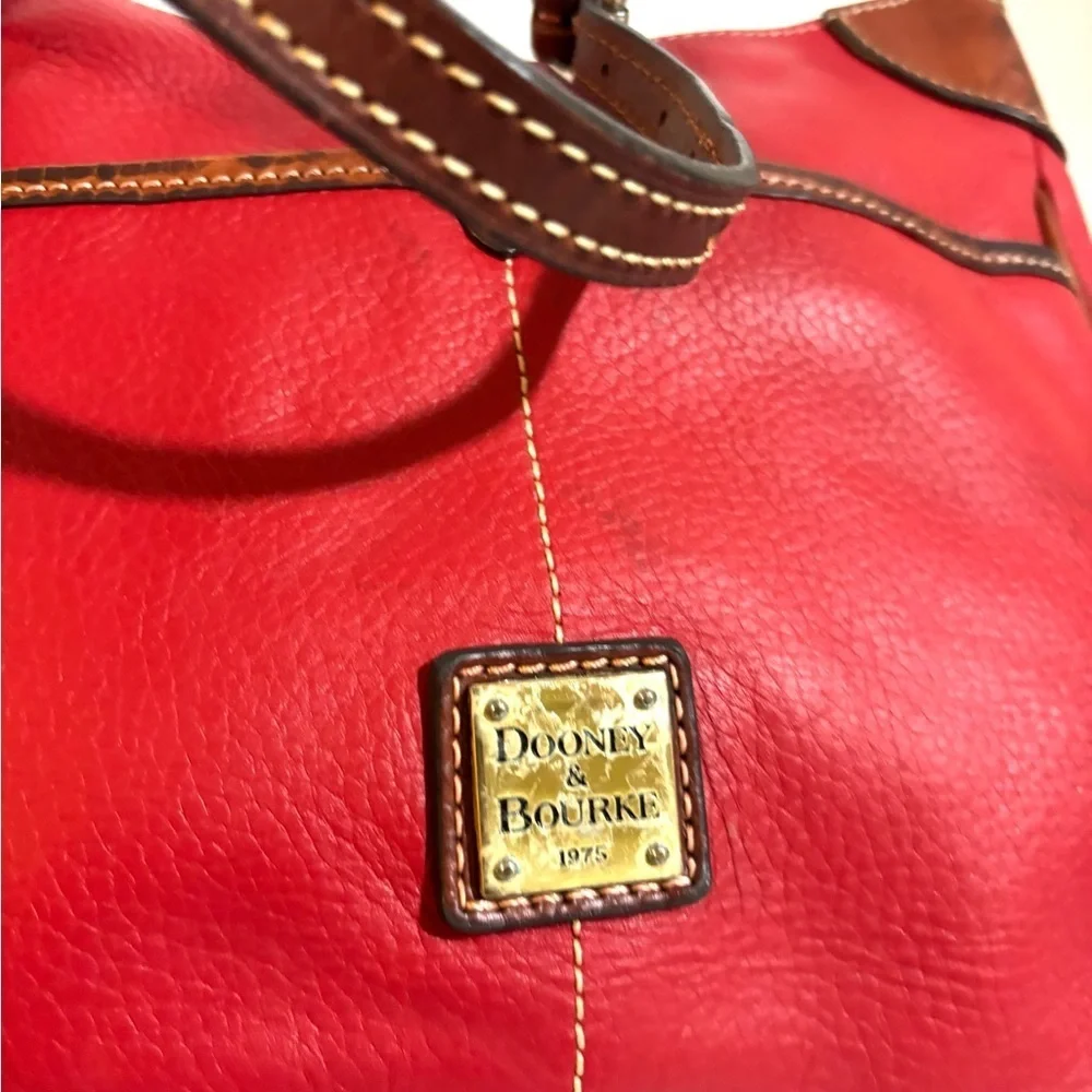 Dooney & Bourke Red and Brown Leather Hobo Bag